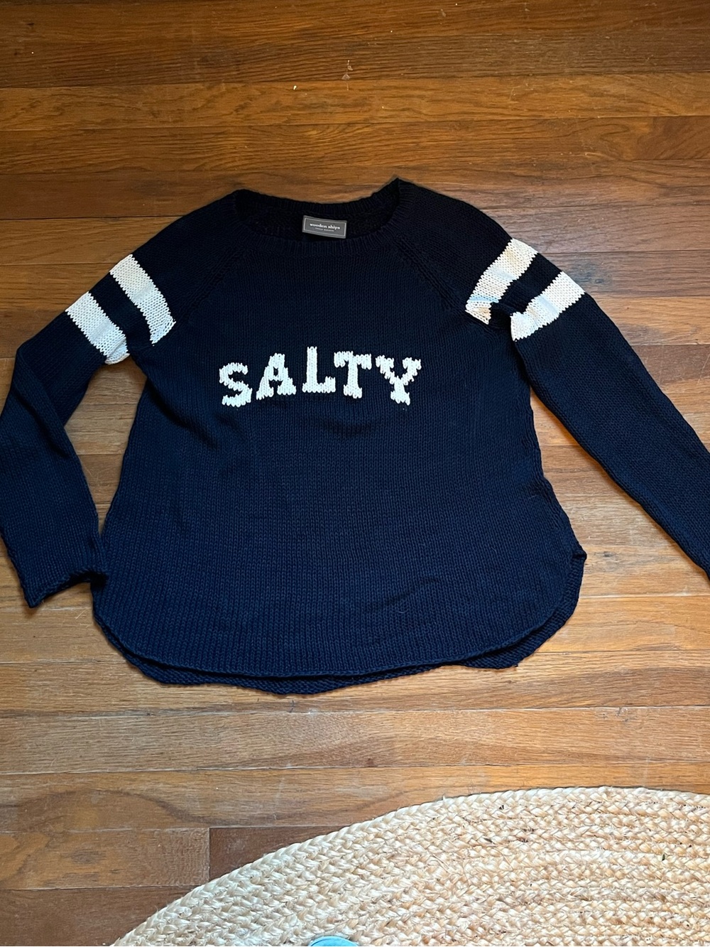 Salty Wooden Ships Dark Navy Scoopneck Knit Sweater